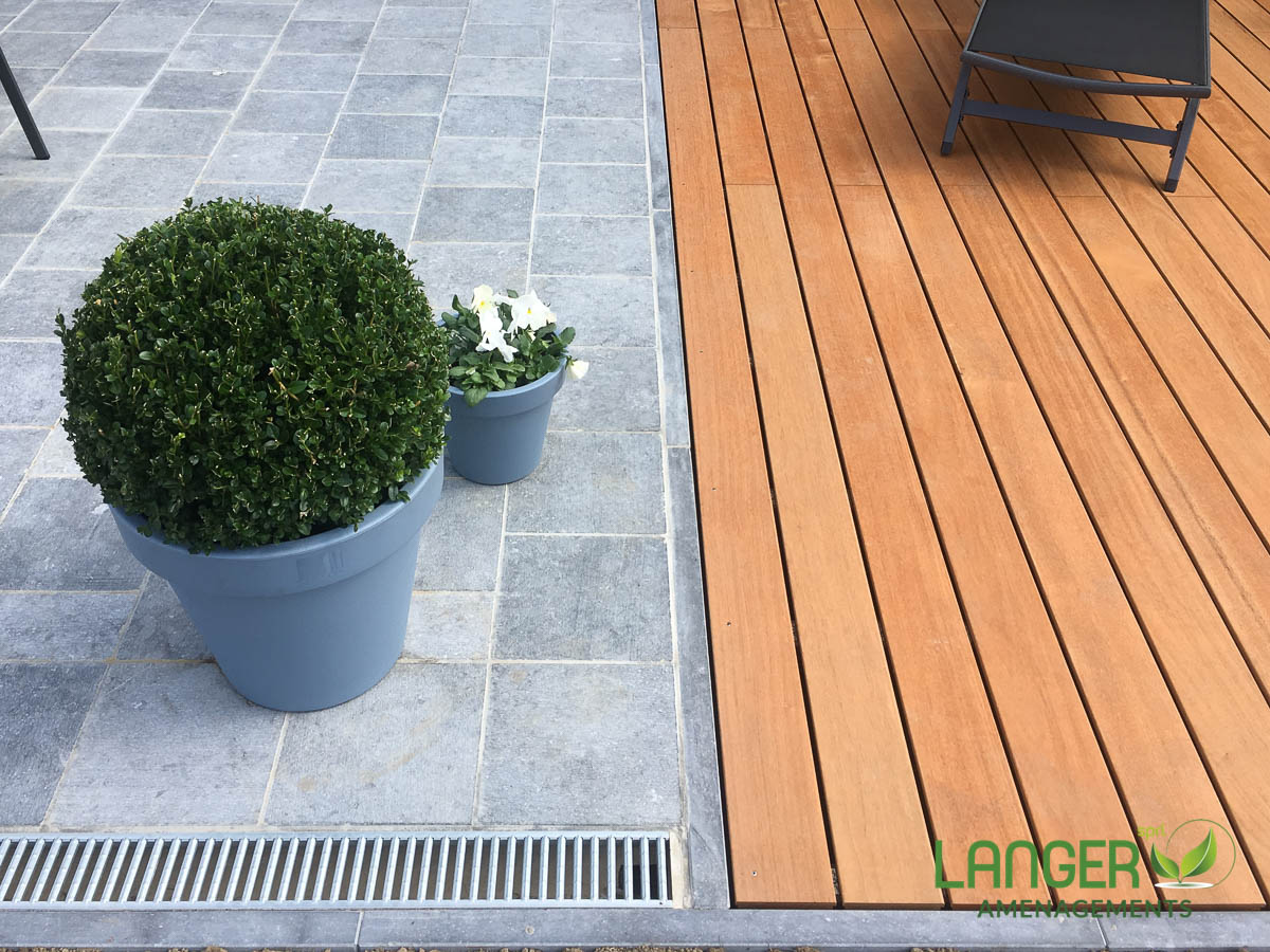Amenagement Complet D Une Terrasse Bois Et Pierre Bleue Langer Amenagement Sprl